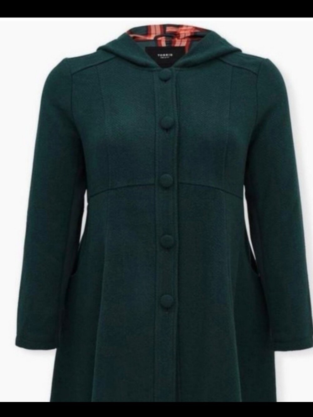 TORRID Green Wool Blend Hooded Swing Coat Women's Plus Size 3X/4X